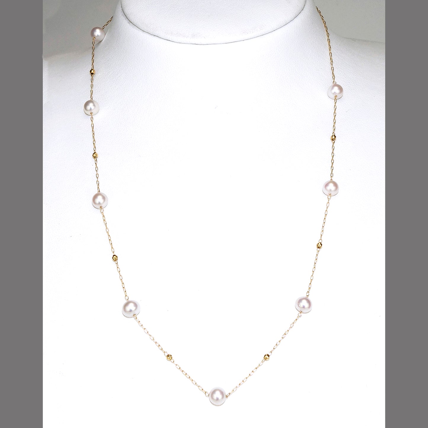 パールステーションネックレス(ピンク系のきれいなアコヤ真珠)5.0mm-K18