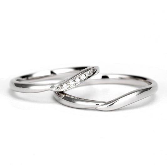 結婚指輪ペア 【月華〜Gekka〜】 優しいウェーブデザインのプラチナ製ペアマリッジリング MpKK03-Pt900