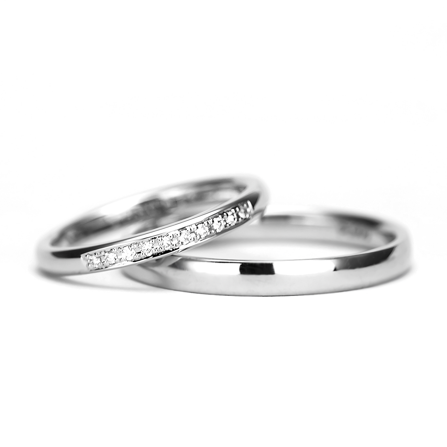 【鍛造/純プラチナ】結婚指輪ペア(Pt.999) 高品質H&Cダイヤモンドを使用した純プラチナ製リング MpKK80-20Dh10-25-Pt999