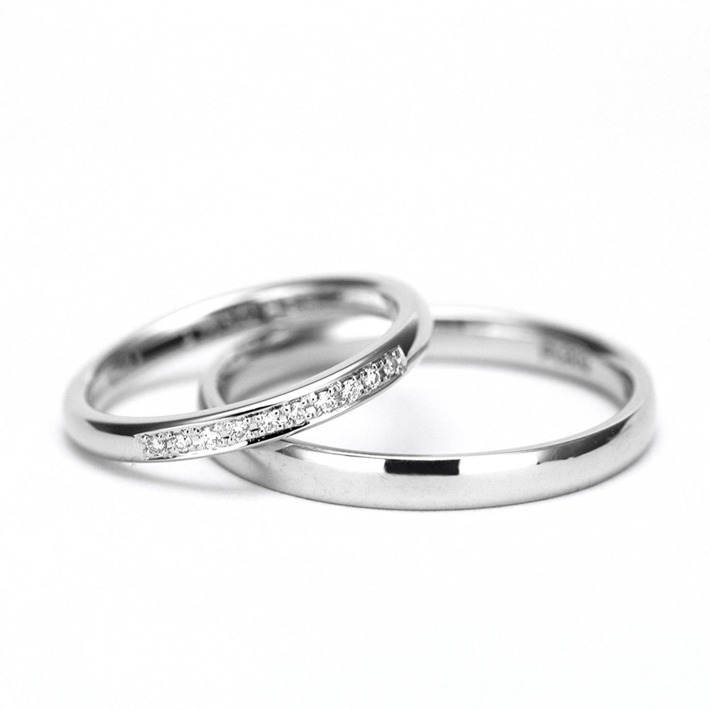 鍛造スーパーハード純プラチナ結婚指輪ペア(鍛造Pt999SH) 高品質H&Cダイヤモンドを使用したストレートデザインのマリッジリング MpKK80-20Dh10-25-Pt999SH