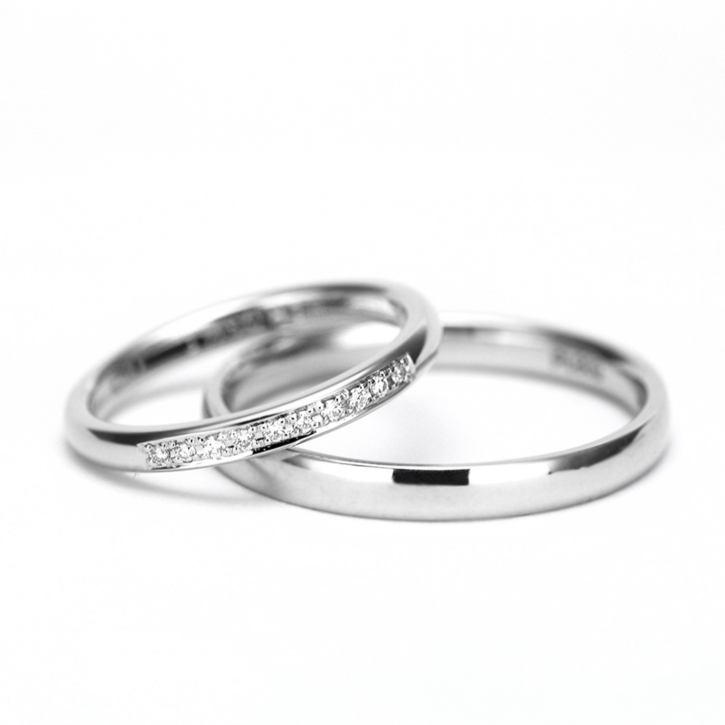 【鍛造/純プラチナ】結婚指輪ペア(Pt.999) 高品質H&Cダイヤモンドを使用した純プラチナ製リング MpKK80-20Dh10-25-Pt999