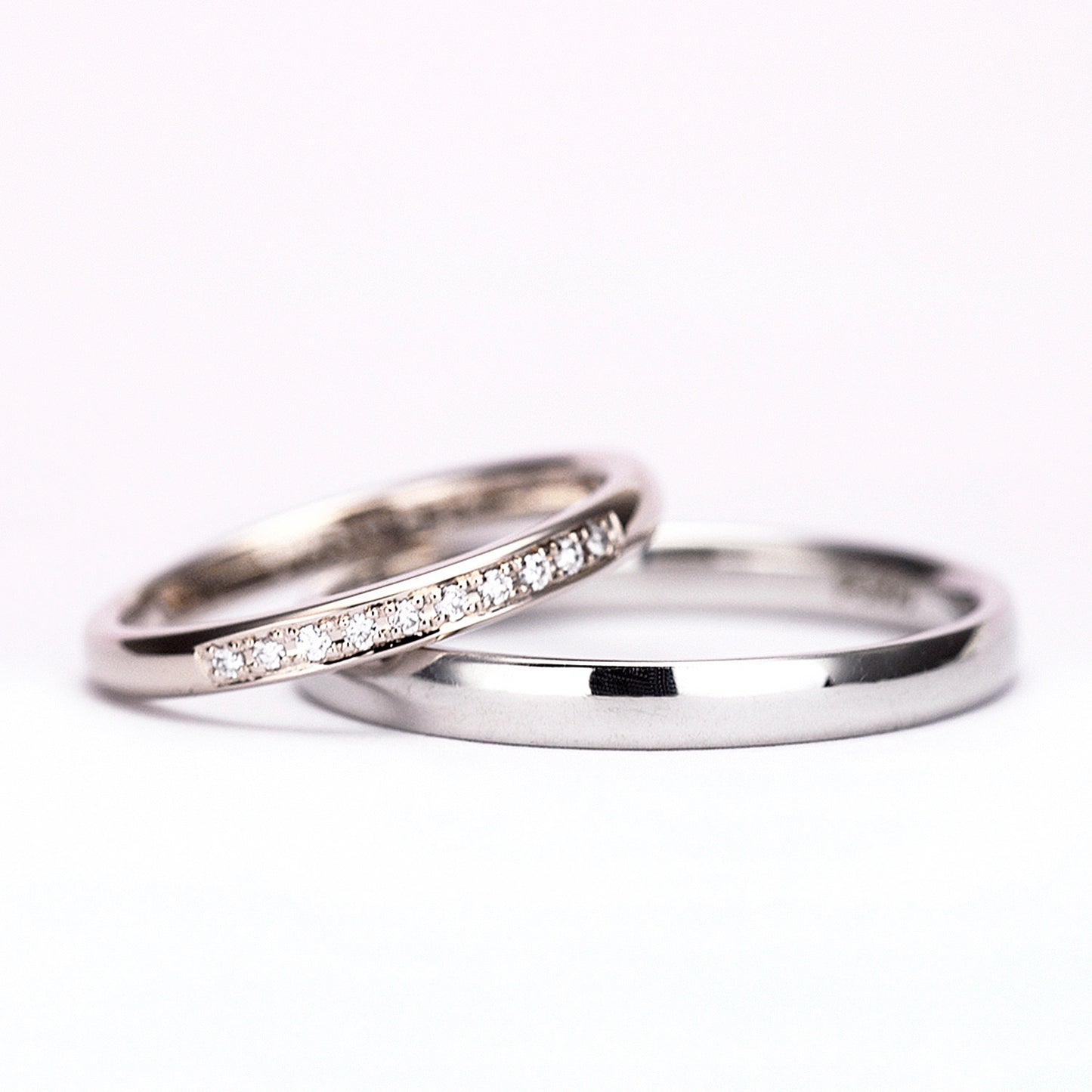 【鍛造】結婚指輪ペアCLG/Pt 高品質H&Cダイヤモンドを使用 女性用は肌色に馴染みやすい淡色ピンクゴールド 男性用はプラチナ製 MpKK80-20Dh10-K18CLG-25-Pt