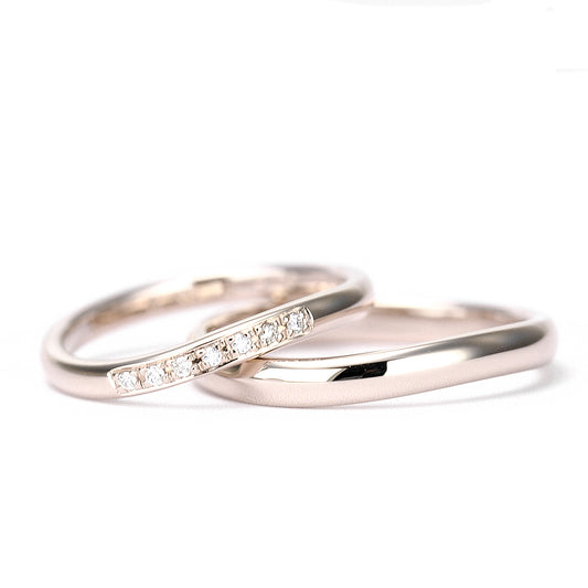 【鍛造】【高品質H&Cダイヤモンド】結婚指輪ペア 肌色に馴染む淡い色のピンクゴールド 変形やキズに非常に強い鍛造製法の指輪 MpKK81-20Dh7-K18CLG-KK81-25-K18CLG