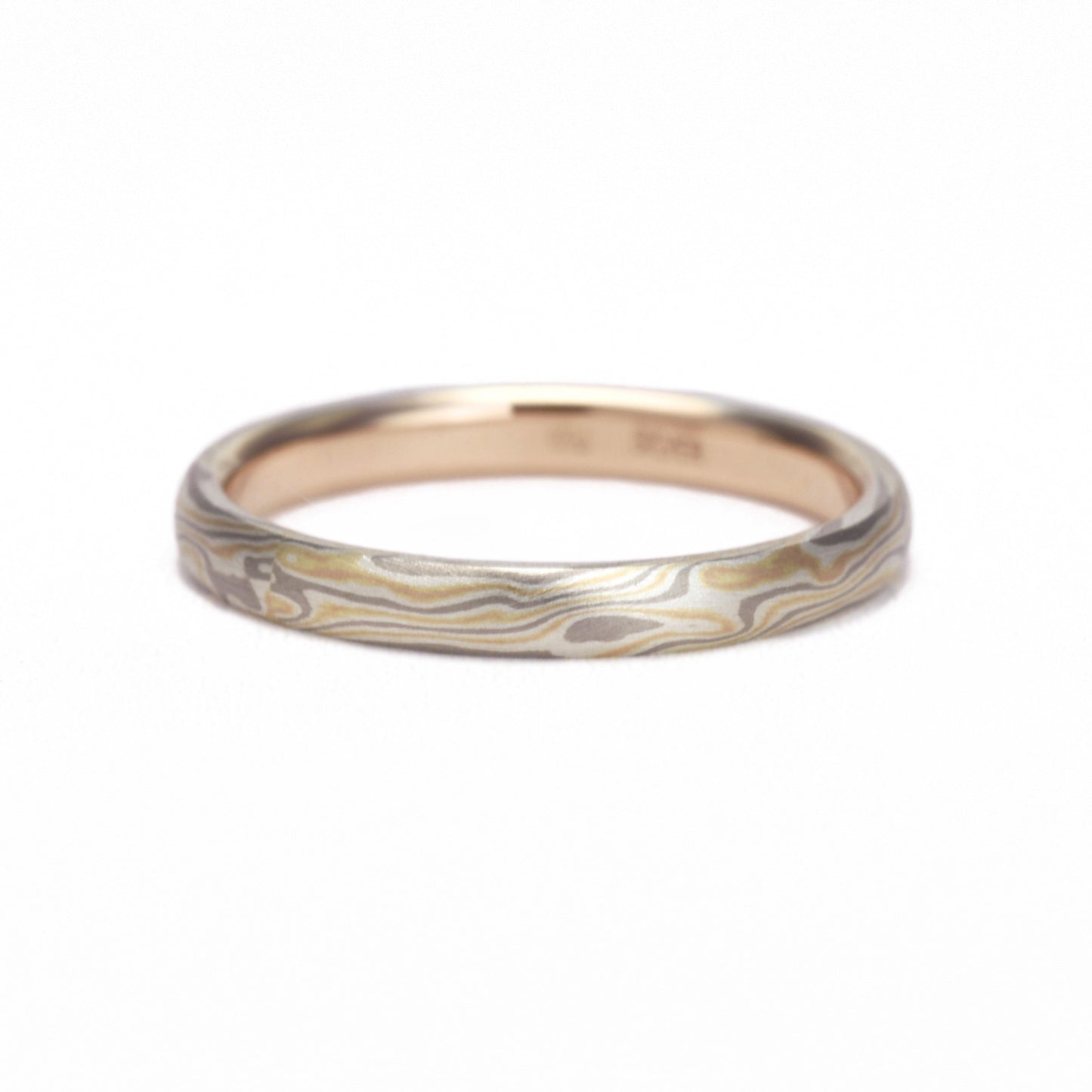 【杢目金:もくめがね】結婚指輪ペア 世界に1つのだけの結婚指輪 日本独自の伝統工芸技法で手作り MpTHS02-S25-L30-PG
