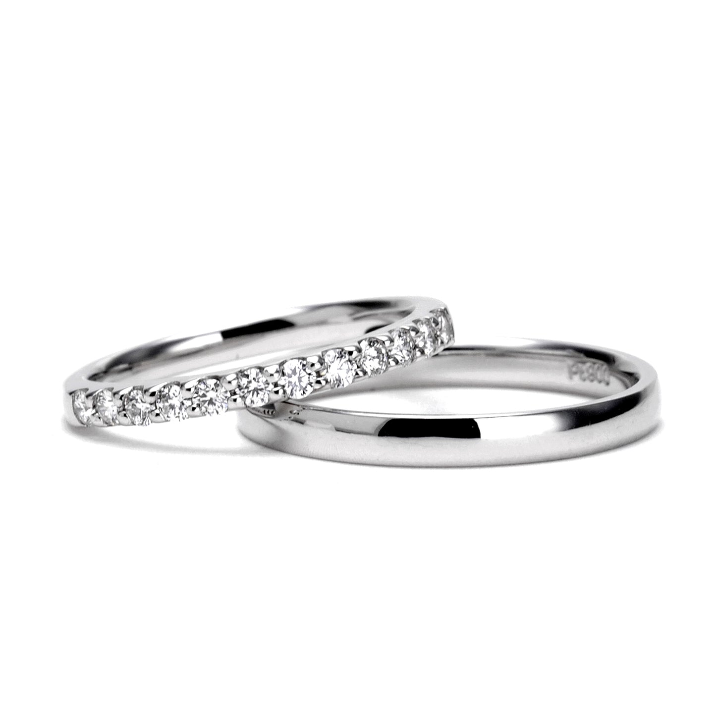 【Towa-永遠】結婚指輪ペア H&Cカットダイヤのハーフエタニティーリングと職人手作りのペアリング MpHE-F12p03-hAA-HK-Pt