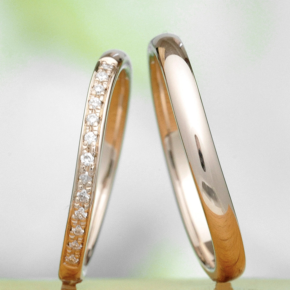 【鍛造】結婚指輪ペア 肌色に馴染む上品な淡い色のピンクゴールド 変形やキズに非常に強い鍛造製法の指輪 MpKK81-20Dgvs13-K18CLG-KK81-25-K18CLG