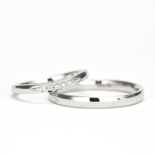 【鍛造/純プラチナ】結婚指輪ペア(鍛造Pt999) 変形やキズに強い純プラチナ鍛造リング MpKK82-20D5-KK80-25-Pt999