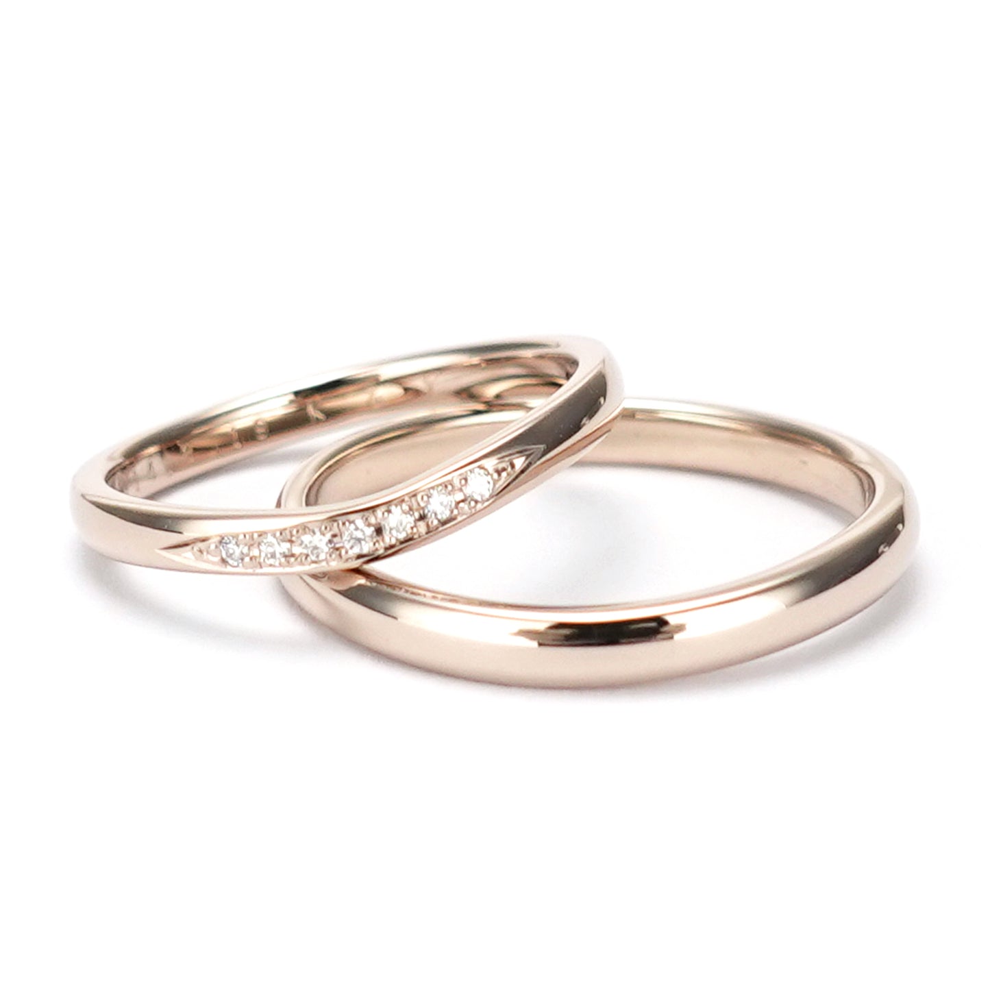 【鍛造】【高品質H&Cダイヤモンド】結婚指輪ペア 肌色に馴染む淡い色のピンクゴールド、変形やキズに非常に強い鍛造製法の指輪 MpKK82-20Dh7-K18CLG-KK81-25-K18CLG
