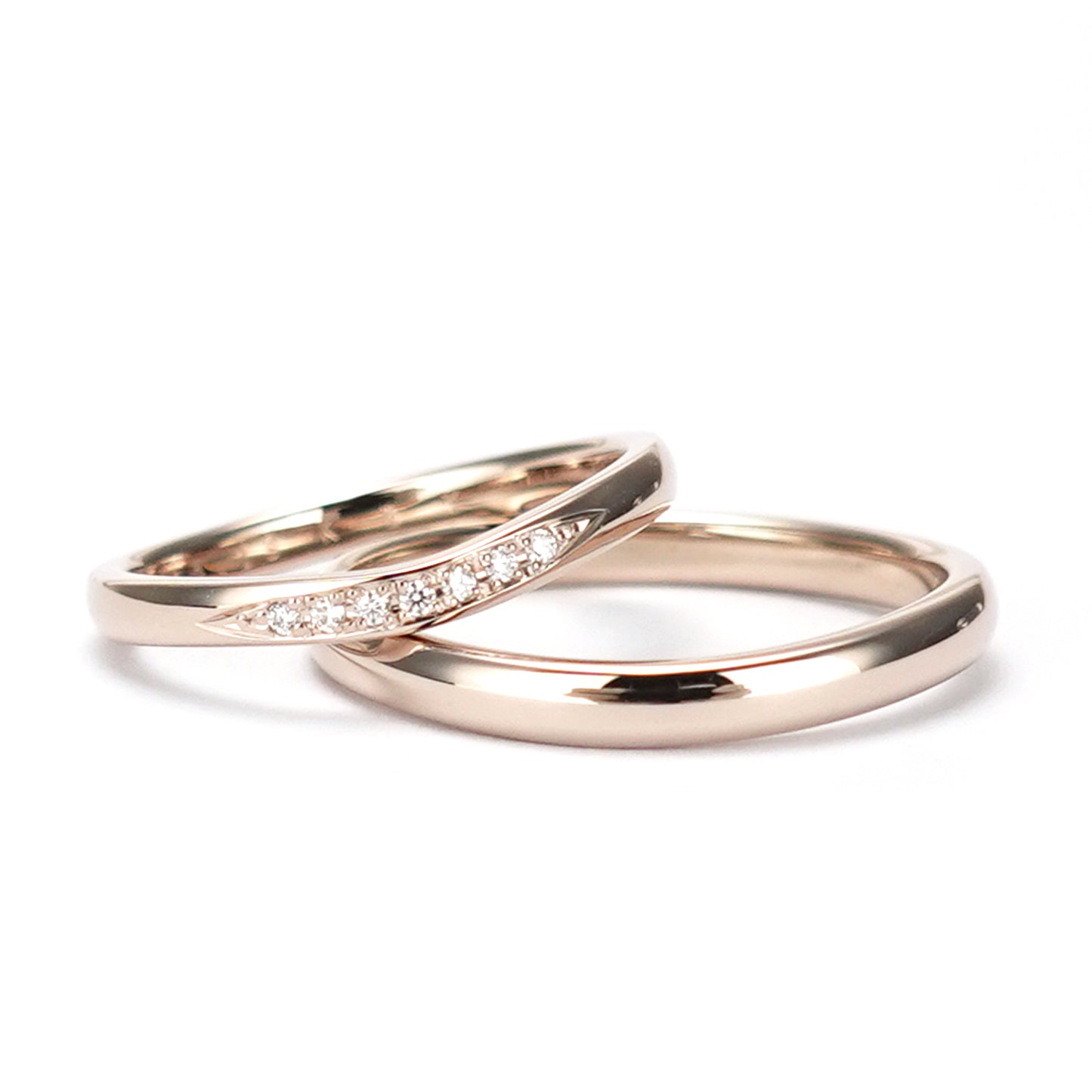 【鍛造】【高品質H&Cダイヤモンド】結婚指輪ペア 肌色に馴染む淡い色のピンクゴールド、変形やキズに非常に強い鍛造製法の指輪 MpKK82-20Dh7-K18CLG-KK81-25-K18CLG