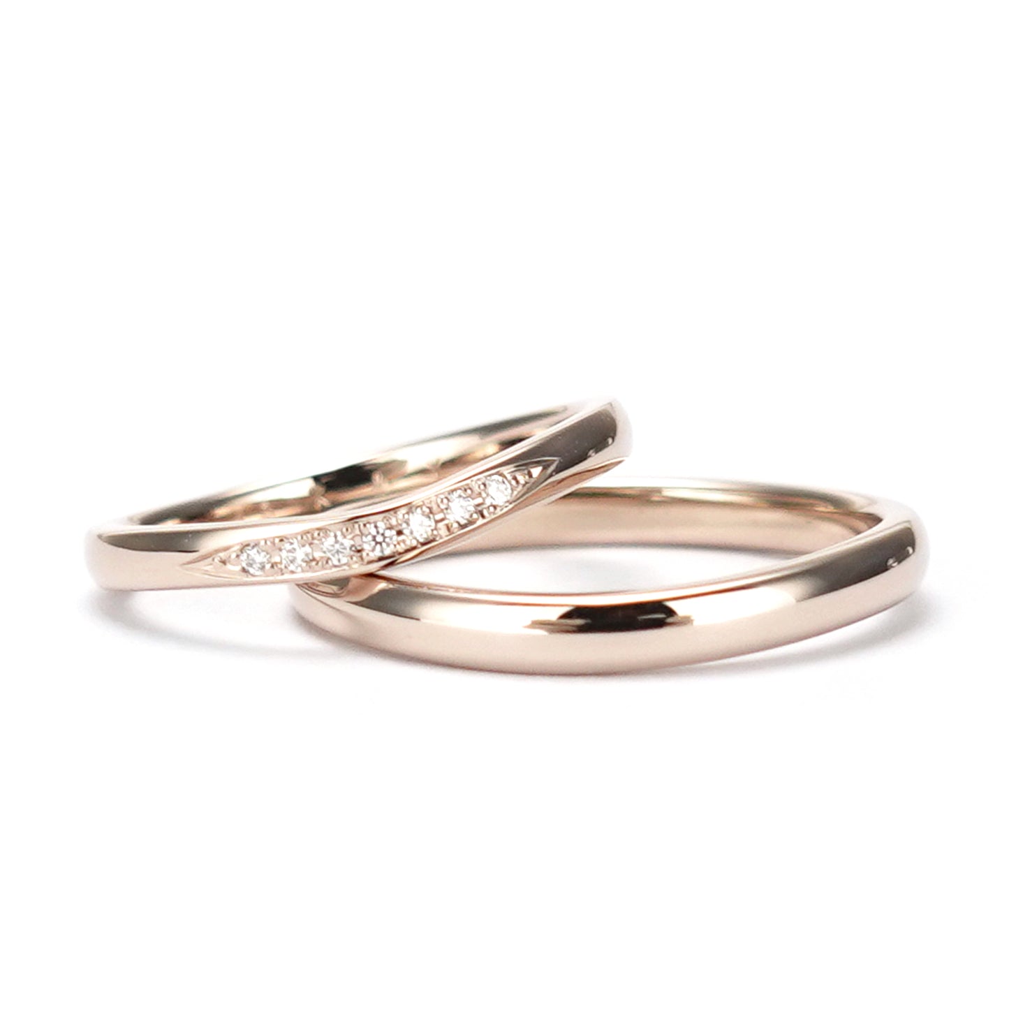 【鍛造】【高品質H&Cダイヤモンド】結婚指輪ペア 肌色に馴染む淡い色のピンクゴールド、変形やキズに非常に強い鍛造製法の指輪 MpKK82-20Dh7-K18CLG-KK81-25-K18CLG
