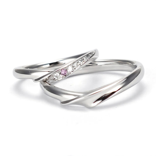 結婚指輪ペア 女性用に天然ピンクダイヤとH&Cカットダイヤを使用 着け心地も抜群な高級マリッジリング MpS101Bph-Pt900