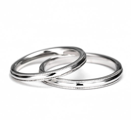 【HarmonyPremium-2】結婚指輪ペア ミル打ちデザインの高純度ハードプラチナ(Pt.950H)製マリッジリング MpHaPre2