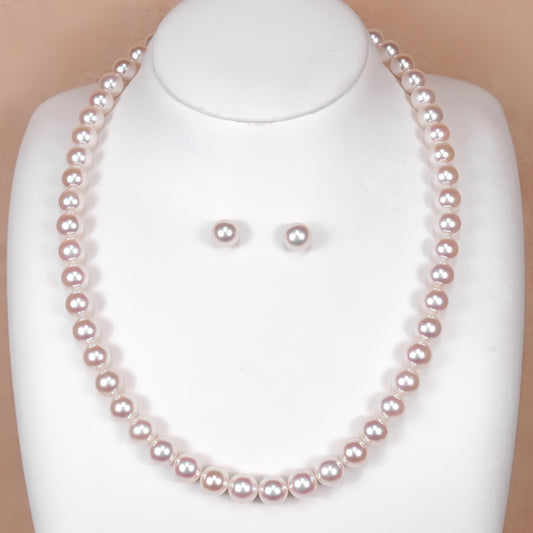 真珠ネックレス+イヤリング(ピアス)セット-7.5〜8.0mm 花珠に負けない強い照りの真珠 PNE75-OK25030101