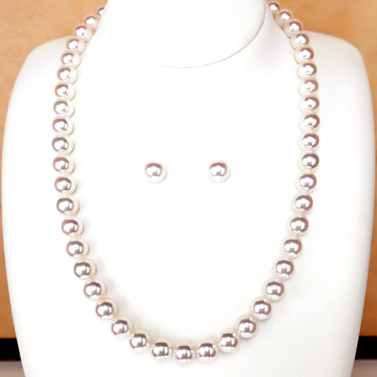 花珠の最高峰【オーロラ天女】 最高級パールネックレス+イヤリング(ピアス)セット-8.0〜8.5mm 超希少な最高級真珠 【真珠科学研究所|オーロラ天女花珠鑑別鑑定書付】