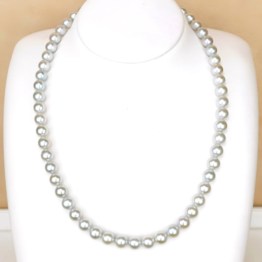 パールネックレスコバルト(ブルーグレー)7.0〜7.5mm PN70-OK20042104