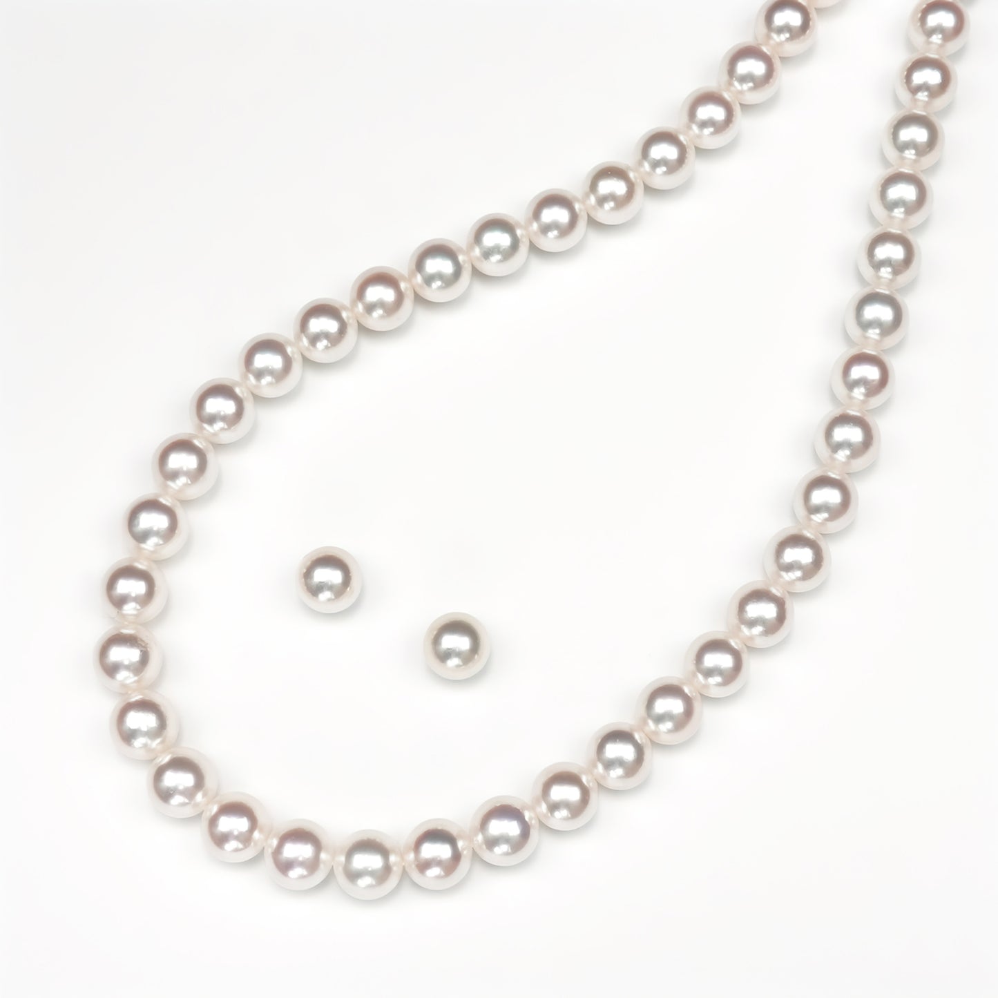 オーロラ花珠真珠ネックレス+ピアス(イヤリング)セット(8.5〜9.0mm) 真珠科学研究所|花珠鑑別鑑定書付 PNE85-花珠-SS-…577