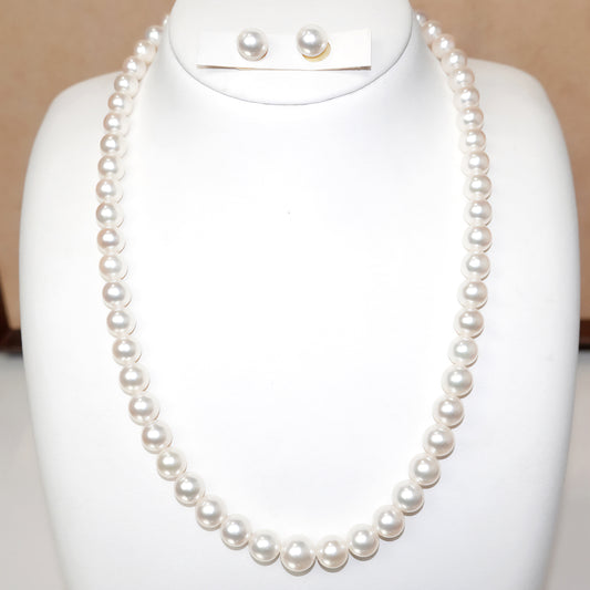 パールネックレス+イヤリング(ピアス)セット アコヤ真珠では珍しいグラデーションのネックレス PNE6.5~8.8-TG08072103