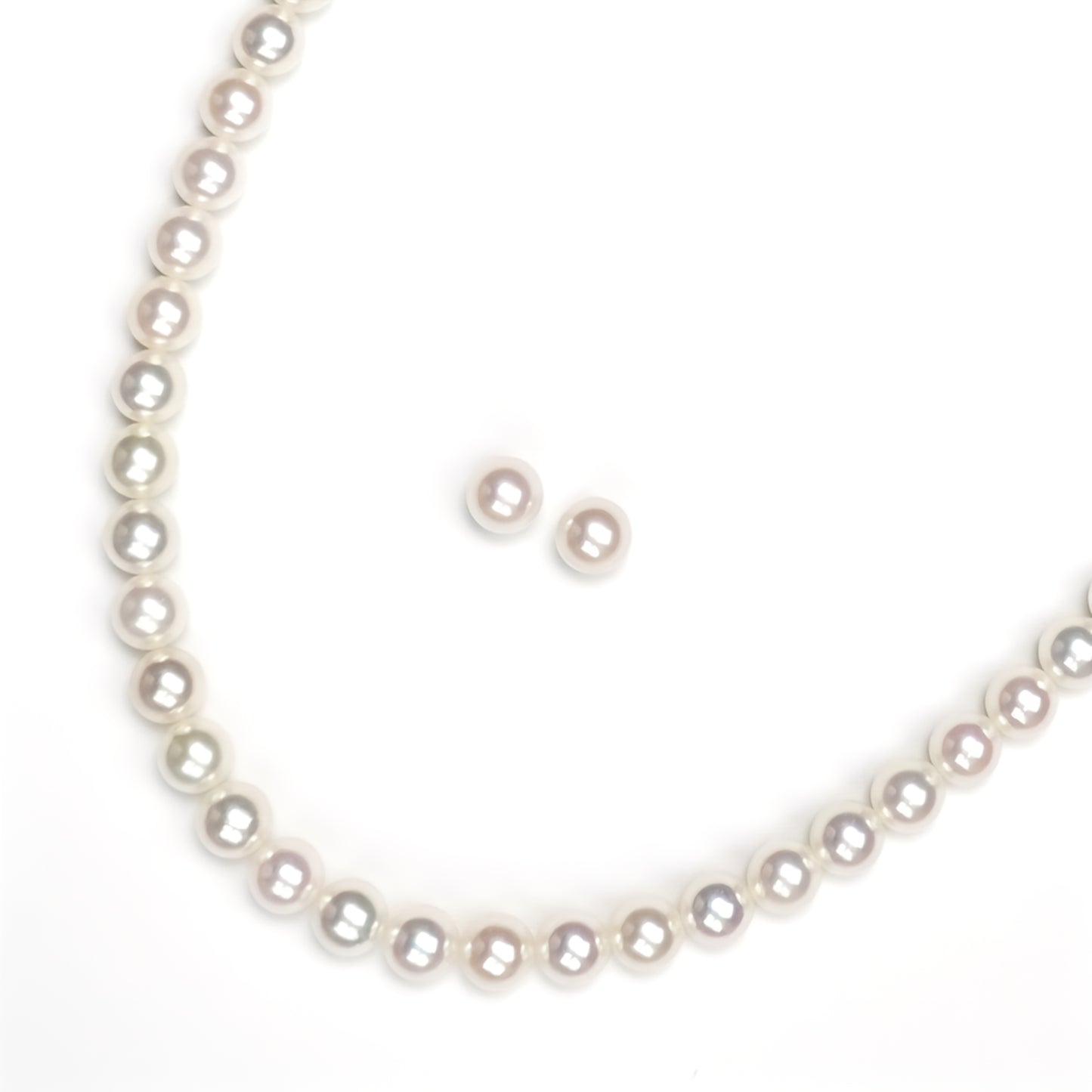 パールネックレス+ピアス(イヤリング)セット-6.0~6.5mm やや小粒でフォーマル、普段使いの両方で使えるネックレス シルバー系の照りの良いアコヤ真珠 PeAN6.0-6.5-NS10122001