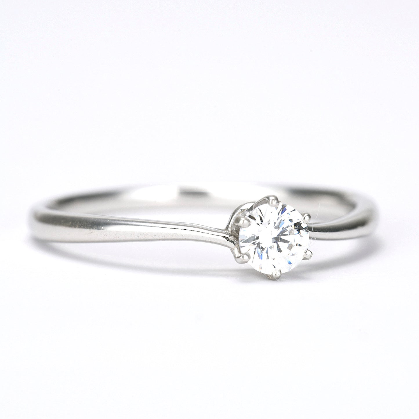 婚約指輪 上品な浅いSラインのハードプラチナリング EHa04-0.18ct,G,SI2,G-Pt900H