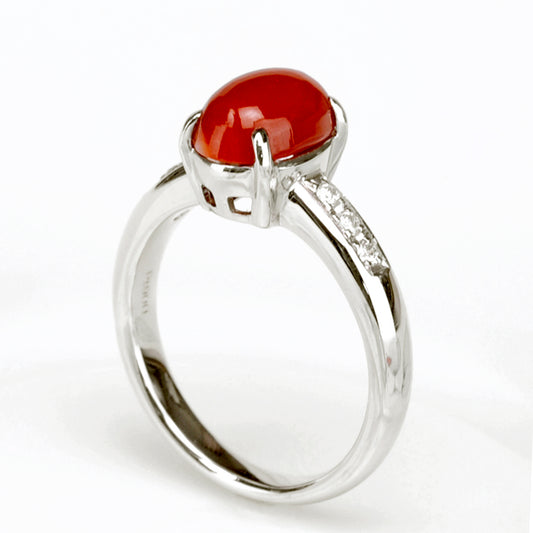 血赤珊瑚指輪  PS加工を施した大粒の高級サンゴを使用したリング