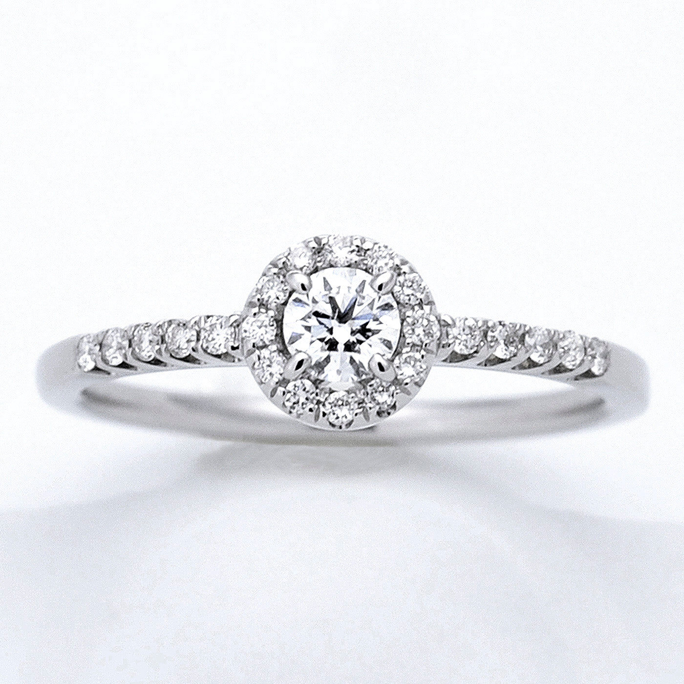 フラワーデザインの高品質婚約指輪 H&Cメレダイヤモンドをふんだんに使用した上品なハードプラチナリング ER115h-PtH-0.20ct,D,VS2,3EX,HC