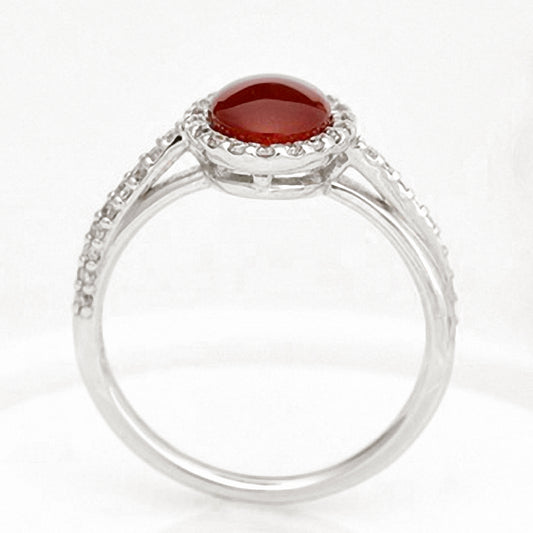 血赤珊瑚指輪  PS加工を施した高級サンゴをダイヤモンドで包み込んだリング RKM-364