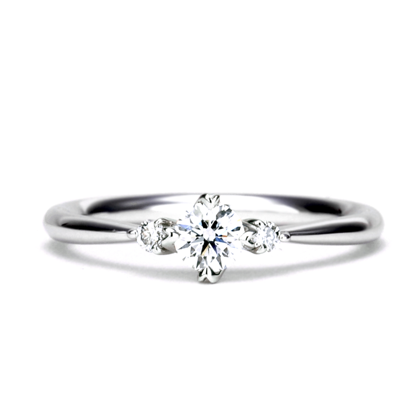 婚約指輪 ハート型の爪が個性的なダイヤモンドリング、H&Cメレダイヤを使った高品質リング ES1-117h-0.20ct,F,VS2,3EX,HC~Pt