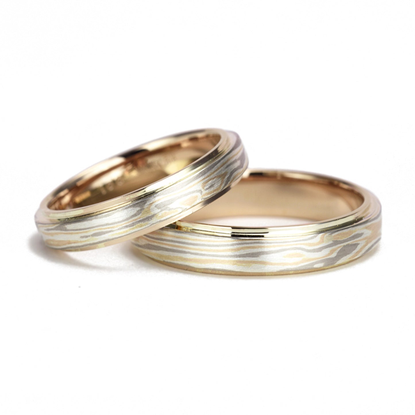 【杢目金:もくめがね】結婚指輪ペア 世界に1つのだけの結婚指輪 日本独自の伝統工芸技法で手作り MpTHS01-DT-PG-S25-L30