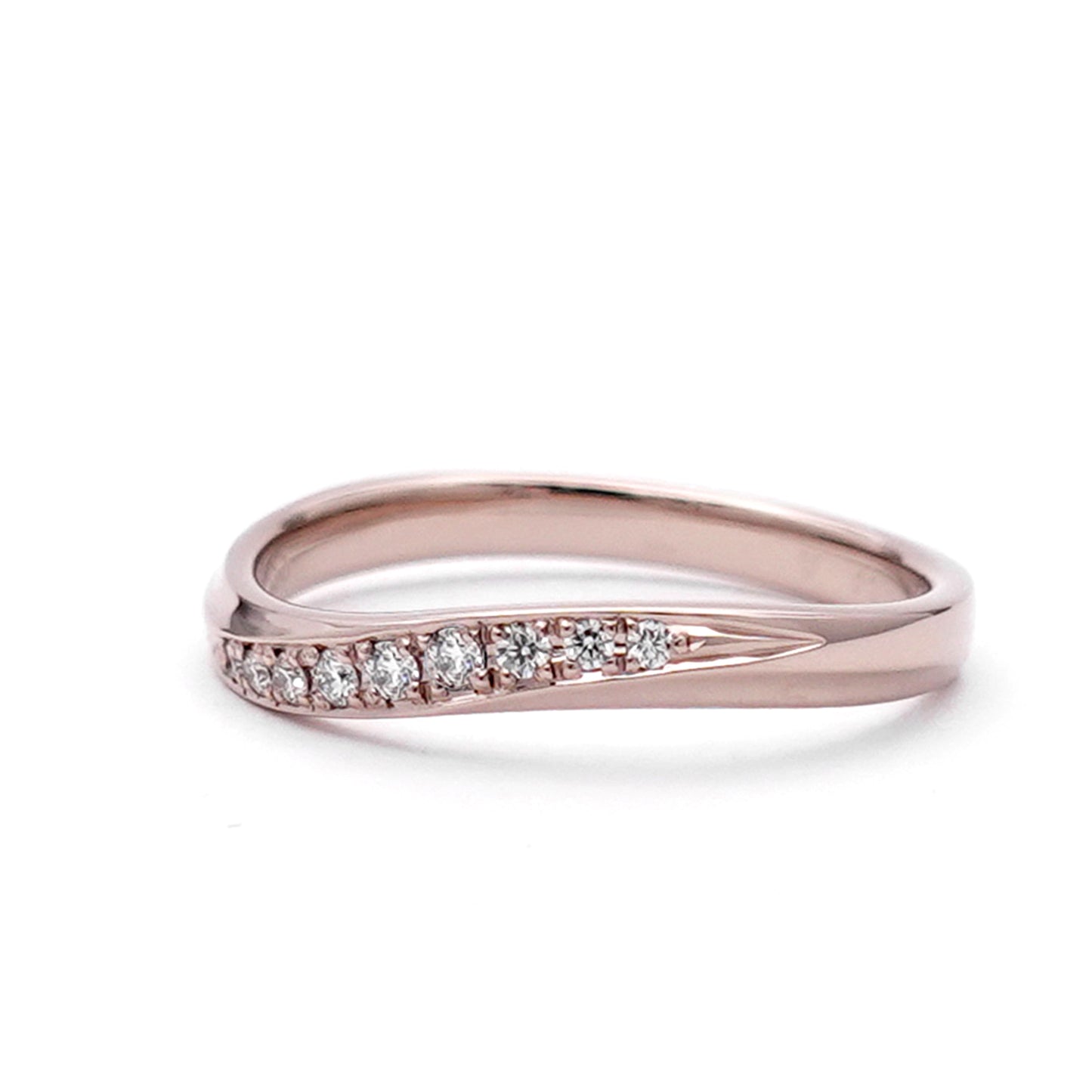 【鍛造】結婚指輪ペア 肌色に馴染む淡いピンクゴールドのリングに高品質H&Cダイヤモンドを使用 変形やキズに非常に強い鍛造製法の指輪 MpTZ002h-TZ001-K18CLG
