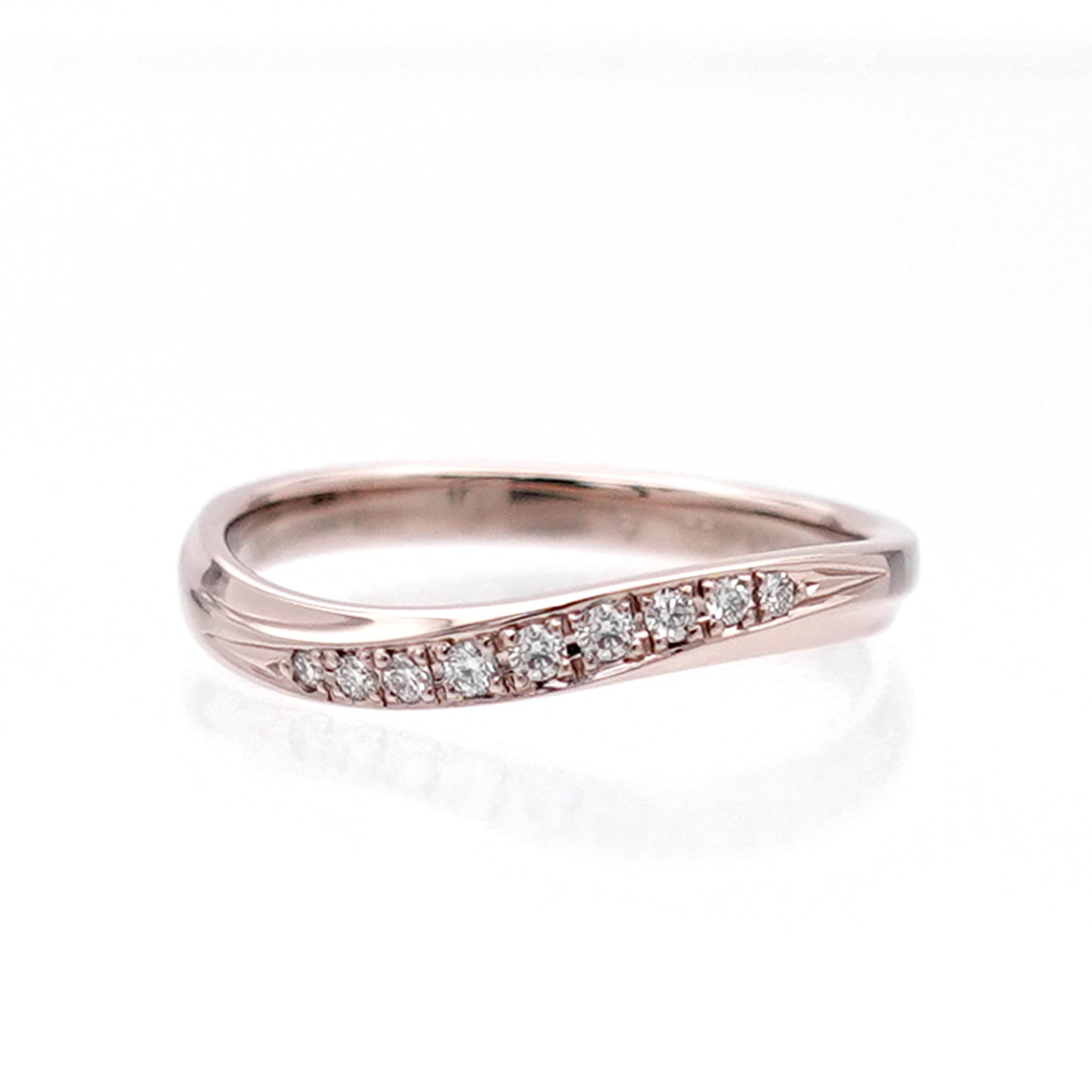 【鍛造】結婚指輪ペア 肌色に馴染む淡いピンクゴールドのリングに高品質H&Cダイヤモンドを使用 変形やキズに非常に強い鍛造製法の指輪 MpTZ002h-TZ001-K18CLG