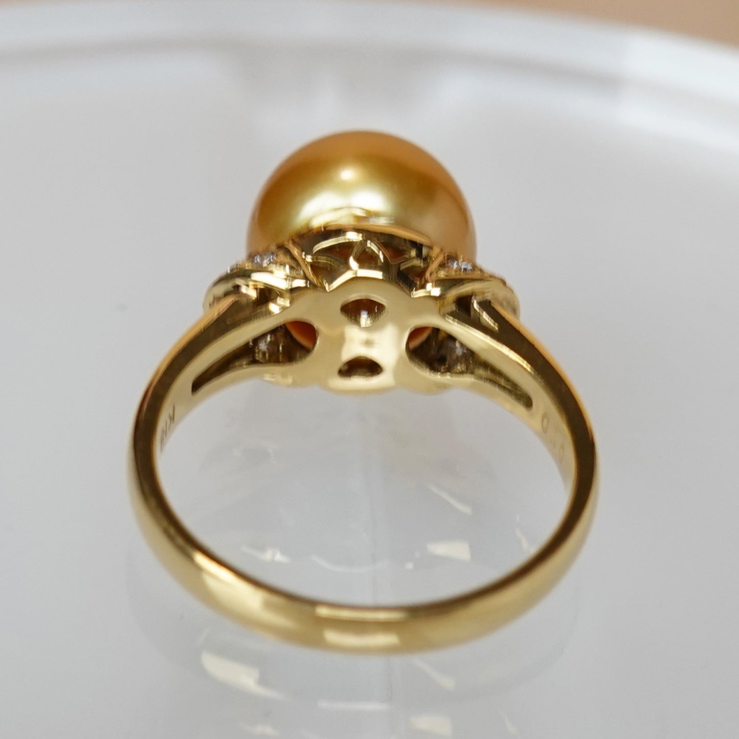 白蝶ゴールデンパールリング10.5mm きれいな濃い金色の白蝶真珠を使用した高品質指輪 RP-SC-G-10.5mmK18YG-251-100