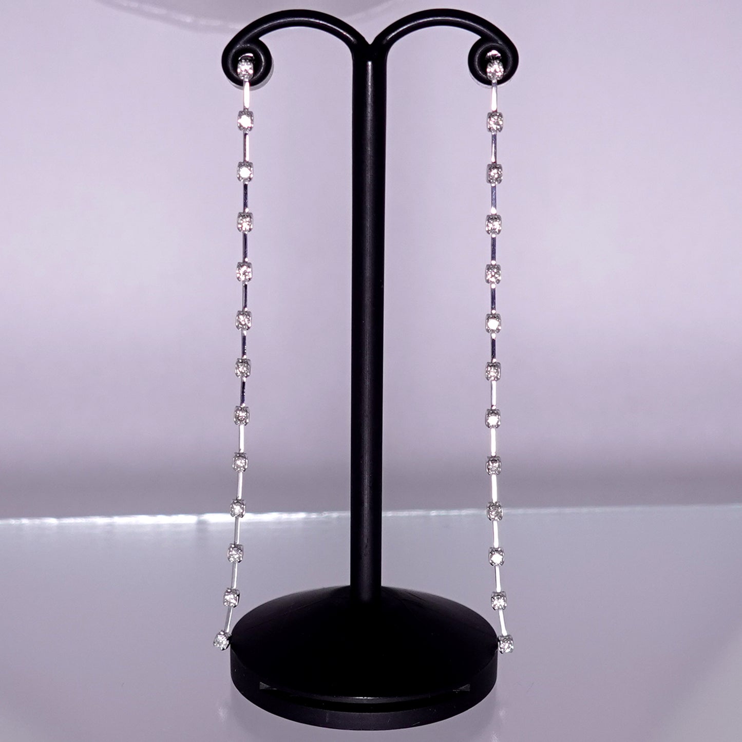 ダイヤモンドピアス 0.52ct-長めの下がリのオシャレなピアス-7.5cmロング PE-D0.52ct/26p-K18WG-7.5cm-1129540-K18WG