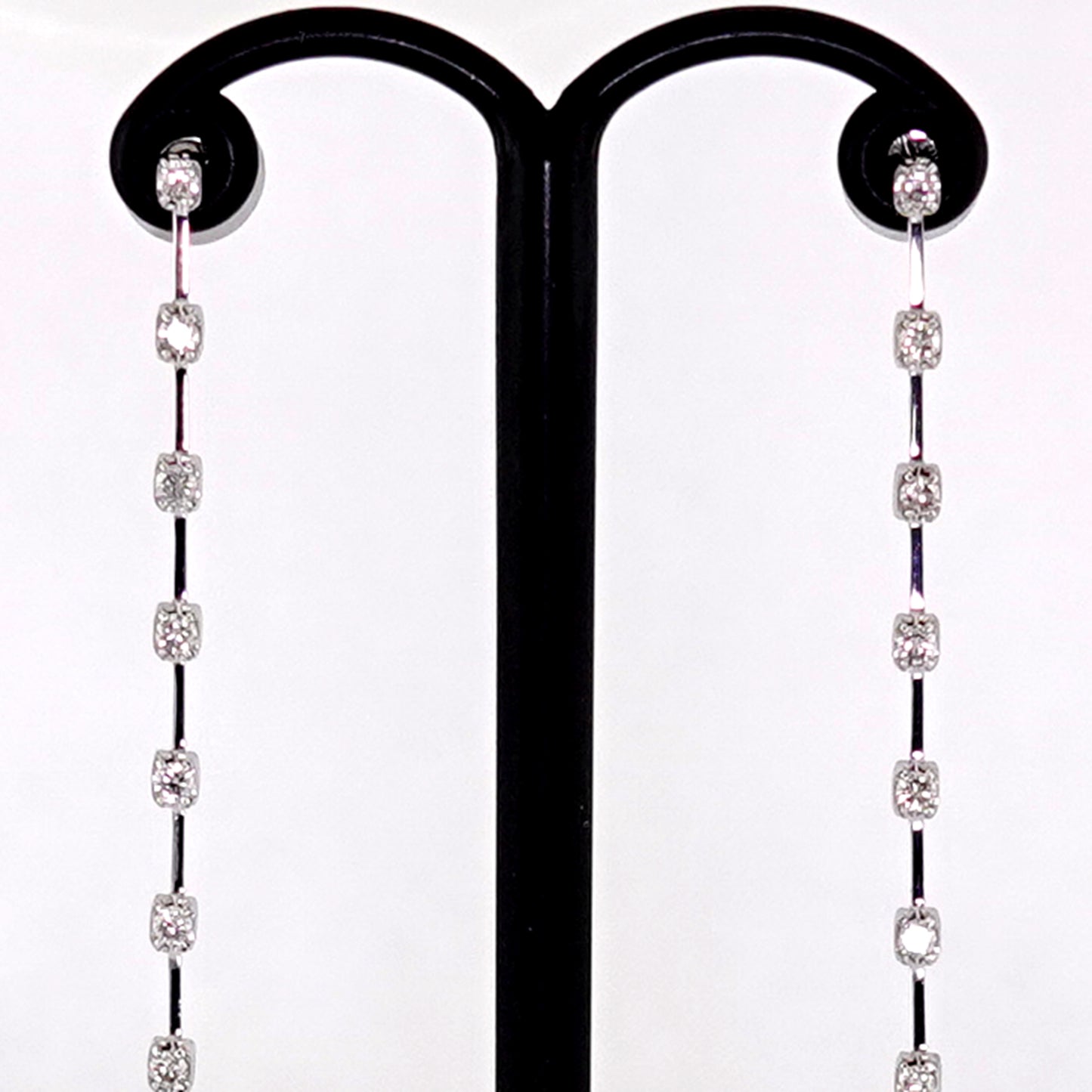 ダイヤモンドピアス 0.52ct-長めの下がリのオシャレなピアス-7.5cmロング PE-D0.52ct/26p-K18WG-7.5cm-1129540-K18WG