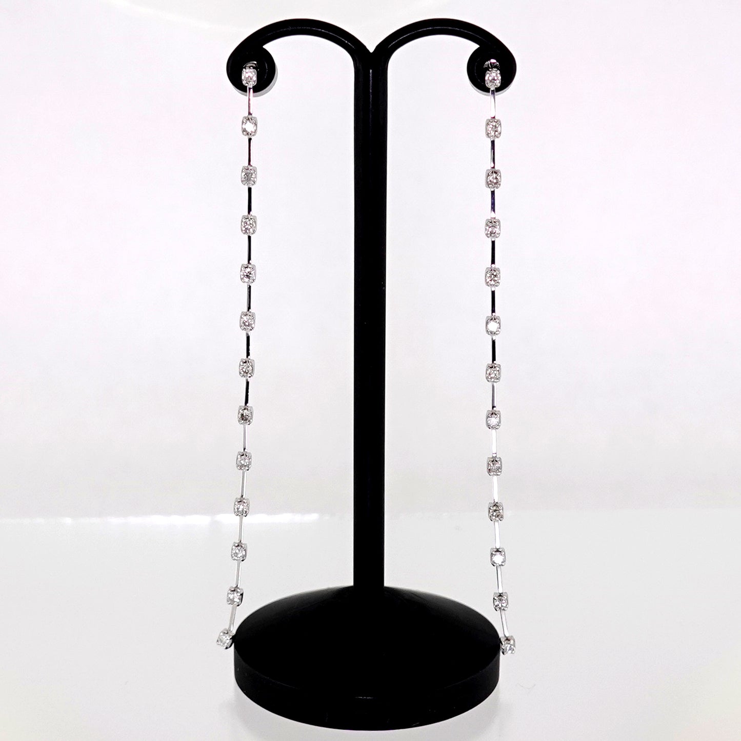 ダイヤモンドピアス 0.52ct-長めの下がリのオシャレなピアス-7.5cmロング PE-D0.52ct/26p-K18WG-7.5cm-1129540-K18WG