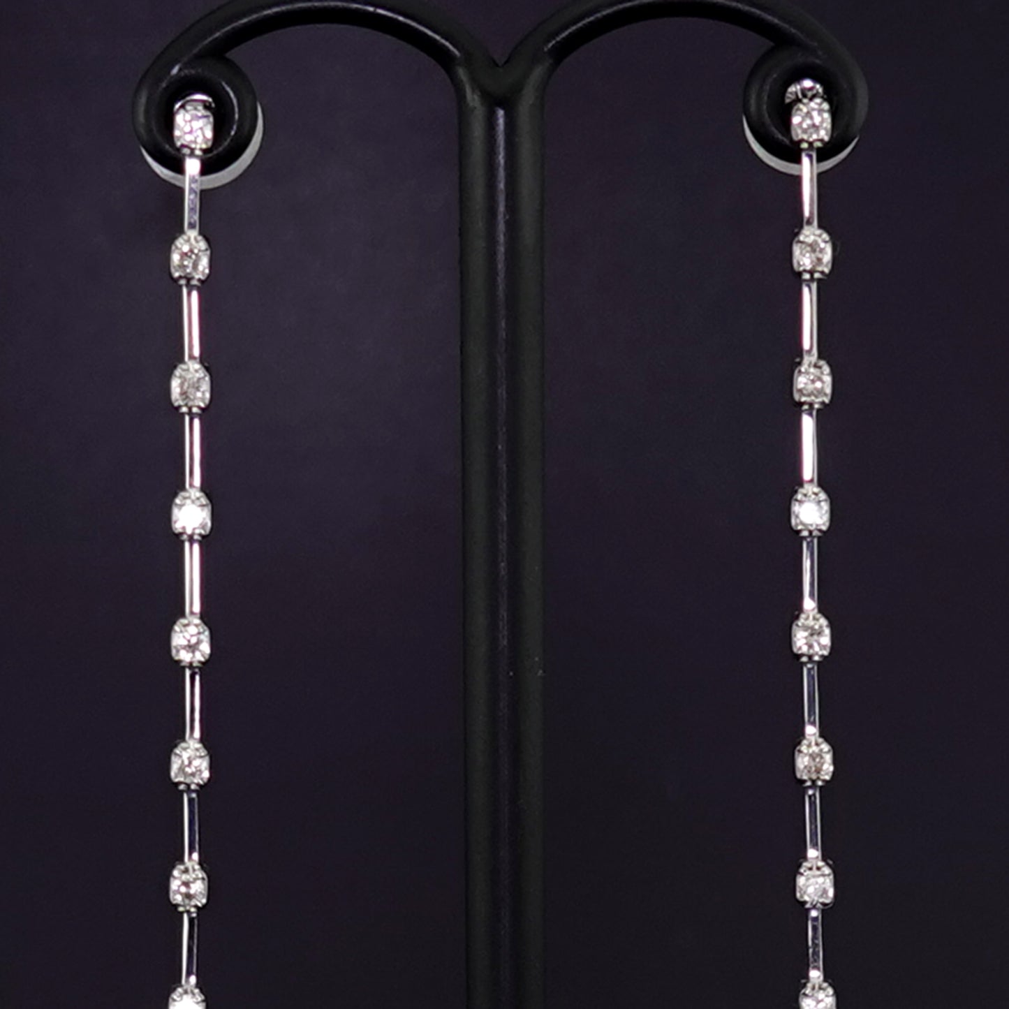 ダイヤモンドピアス 0.52ct-長めの下がリのオシャレなピアス-7.5cmロング PE-D0.52ct/26p-K18WG-7.5cm-1129540-K18WG