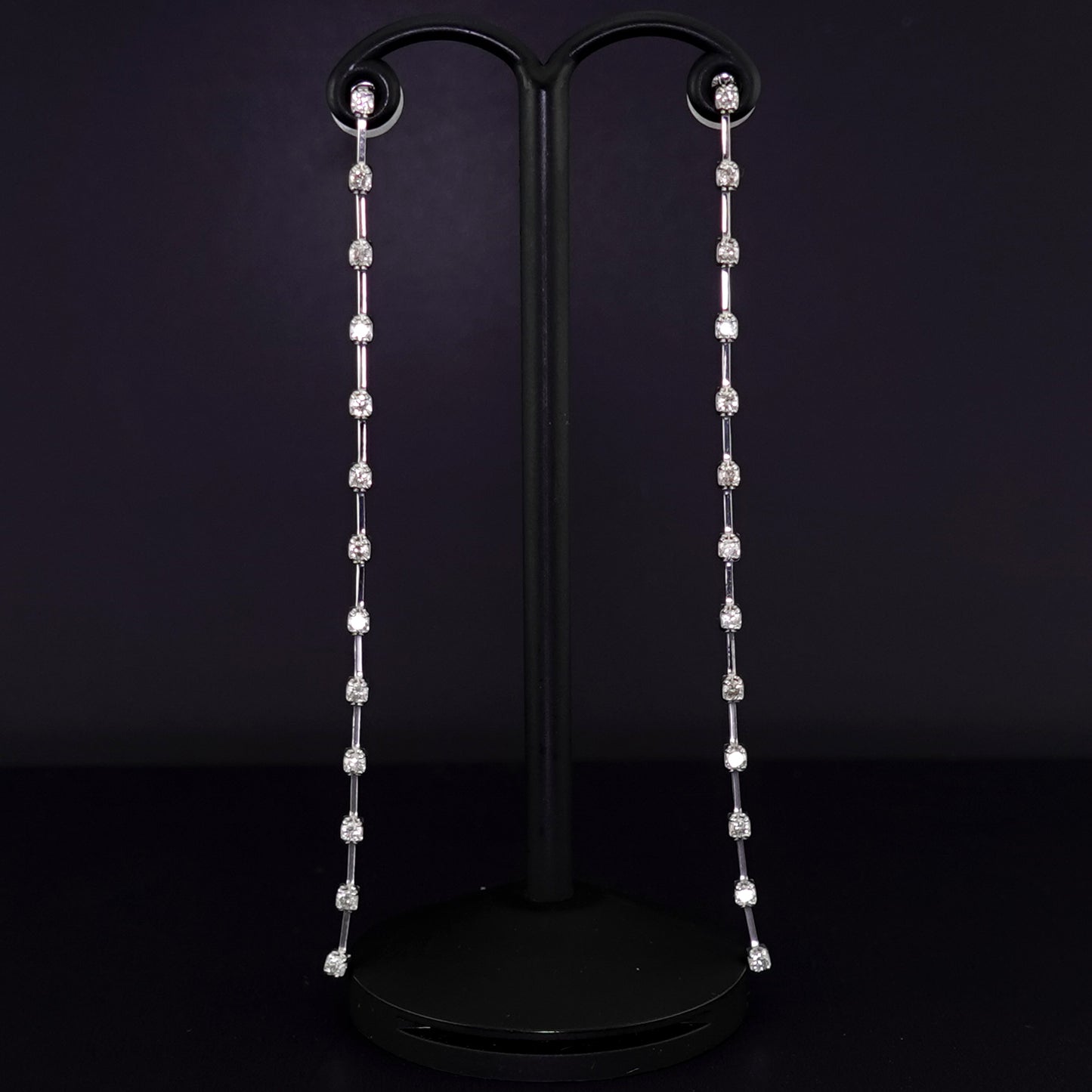 ダイヤモンドピアス 0.52ct-長めの下がリのオシャレなピアス-7.5cmロング PE-D0.52ct/26p-K18WG-7.5cm-1129540-K18WG