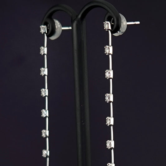 ダイヤモンドピアス 0.52ct-長めの下がリのオシャレなピアス-7.5cmロング PE-D0.52ct/26p-K18WG-7.5cm-1129540-K18WG