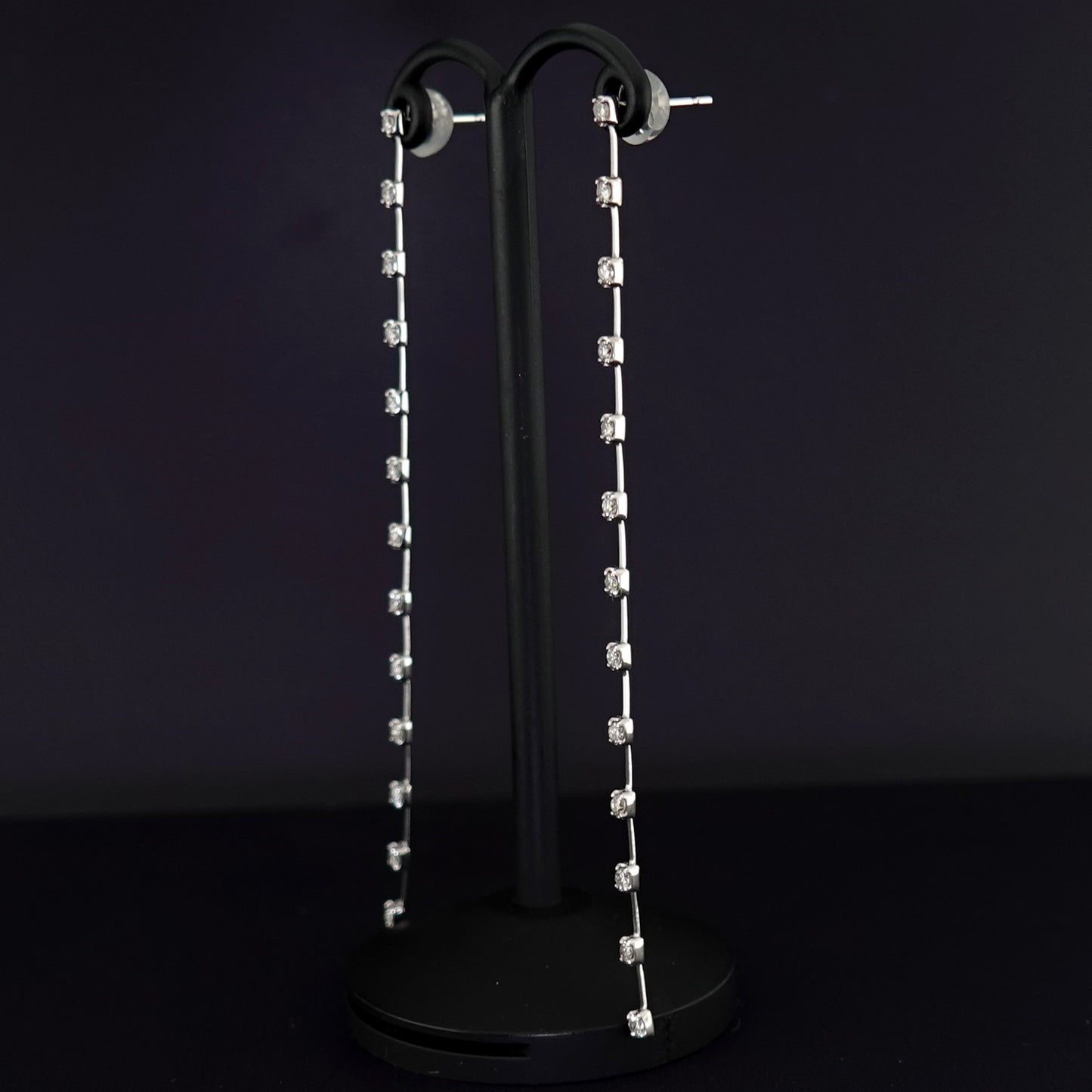 ダイヤモンドピアス 0.52ct-長めの下がリのオシャレなピアス-7.5cmロング PE-D0.52ct/26p-K18WG-7.5cm-1129540-K18WG