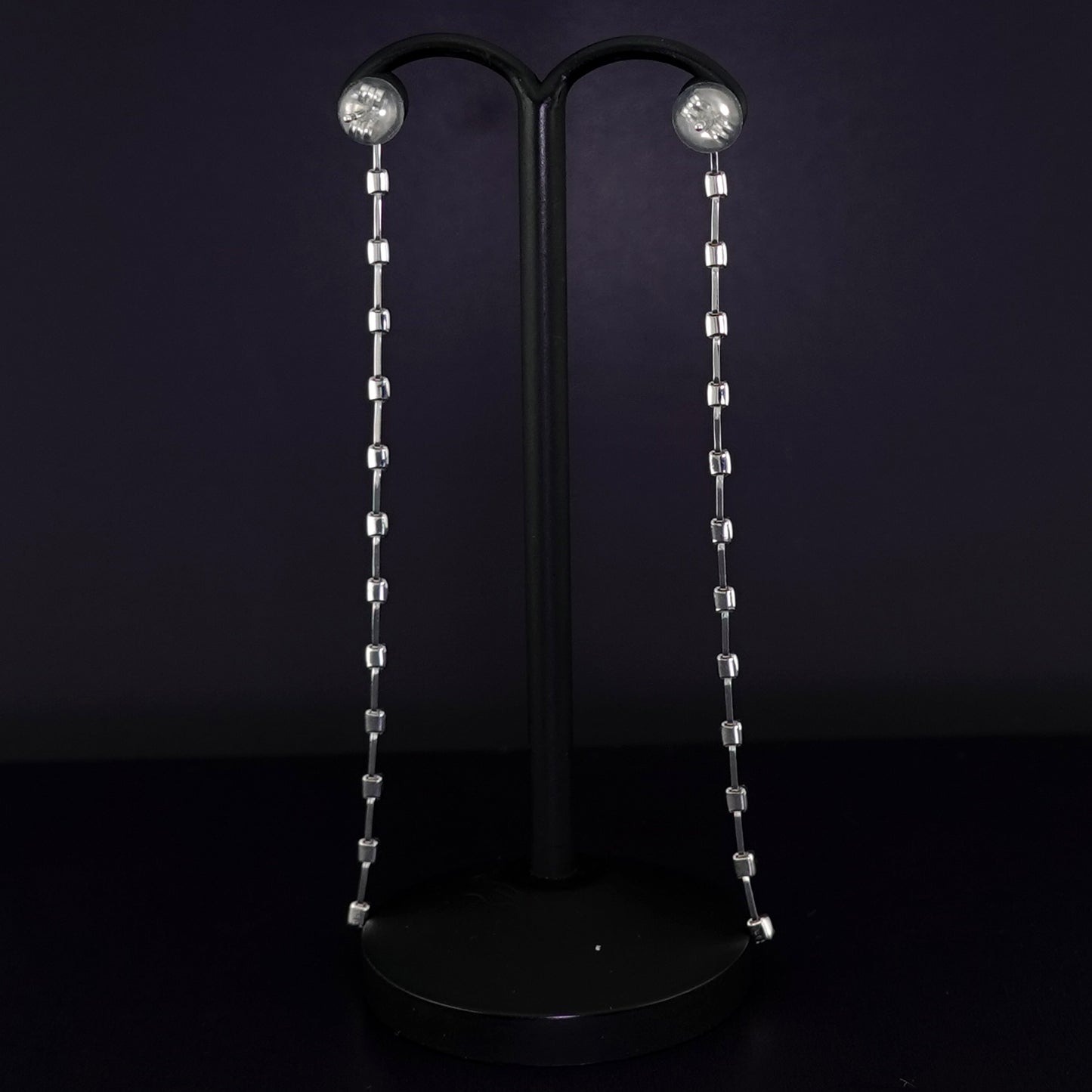 ダイヤモンドピアス 0.52ct-長めの下がリのオシャレなピアス-7.5cmロング PE-D0.52ct/26p-K18WG-7.5cm-1129540-K18WG