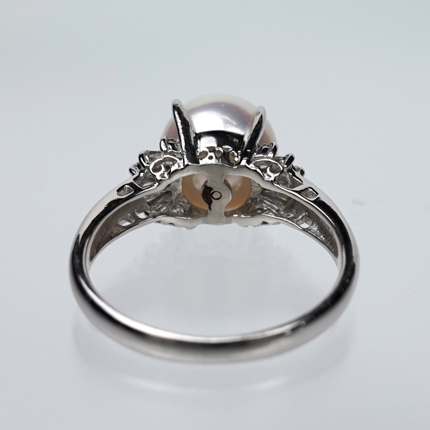 【オーロラ花珠】指輪9.2mm 大粒で最高の色・照り RP-OH-9.2mm-TD0.24-SS-XXX788-Pt