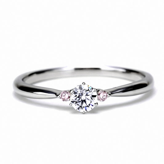 婚約指輪 サイドに可愛いピンクサファイヤを使用（プラチナ） ENJ116-ps-0.18ct,G,SI2,G