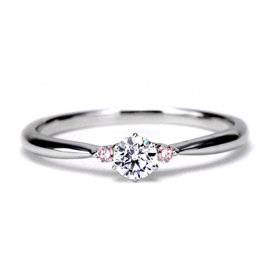 婚約指輪 サイドに可愛いピンクサファイヤを使用（プラチナ） ENJ116-ps-0.18ct,G,SI2,G