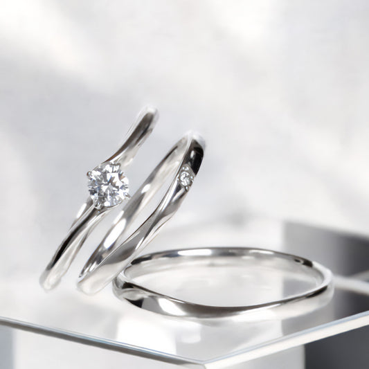 【Harmony】 シンプルでスマートな婚約指輪・結婚指輪のセットリング BsSS193Ha04-0.20ct,F