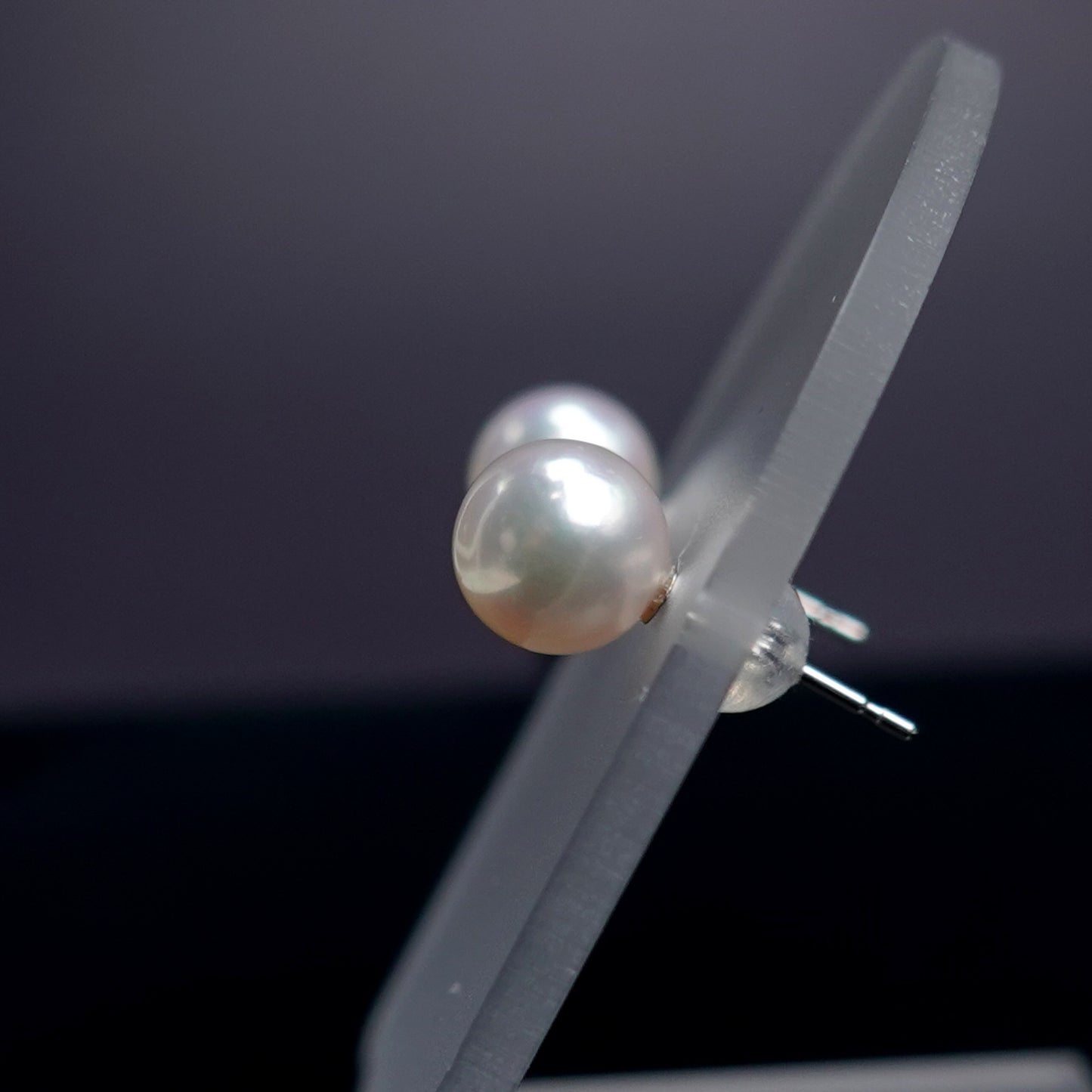 パールピアス  色照りの良いシルバーピンク系のキレイな真珠 PE-Pa-6.8mm-K14WG-Sy23051503