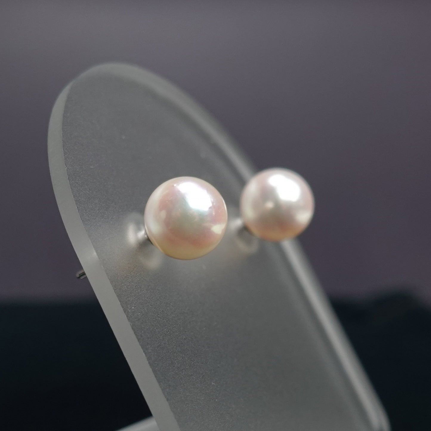 パールピアス  色照りの良いピンク系の花珠に引けを取らないキレイな真珠 PE-Pa-7.7mm-K14WG-Sy23051502