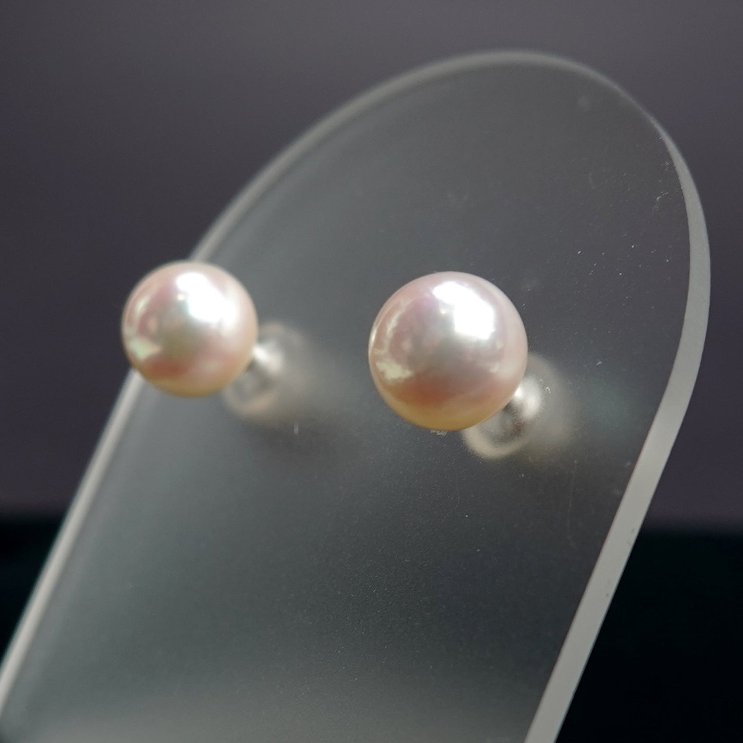 パールピアス  色照りの良いピンク系の花珠に引けを取らないキレイな真珠 PE-Pa-7.7mm-K14WG-Sy23051502
