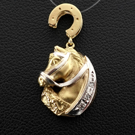 K18/Pt.900ペンダントトップ 人気の馬のモチィーフ、ダイヤモンド入 PH-K18/Pt-UMA-D3