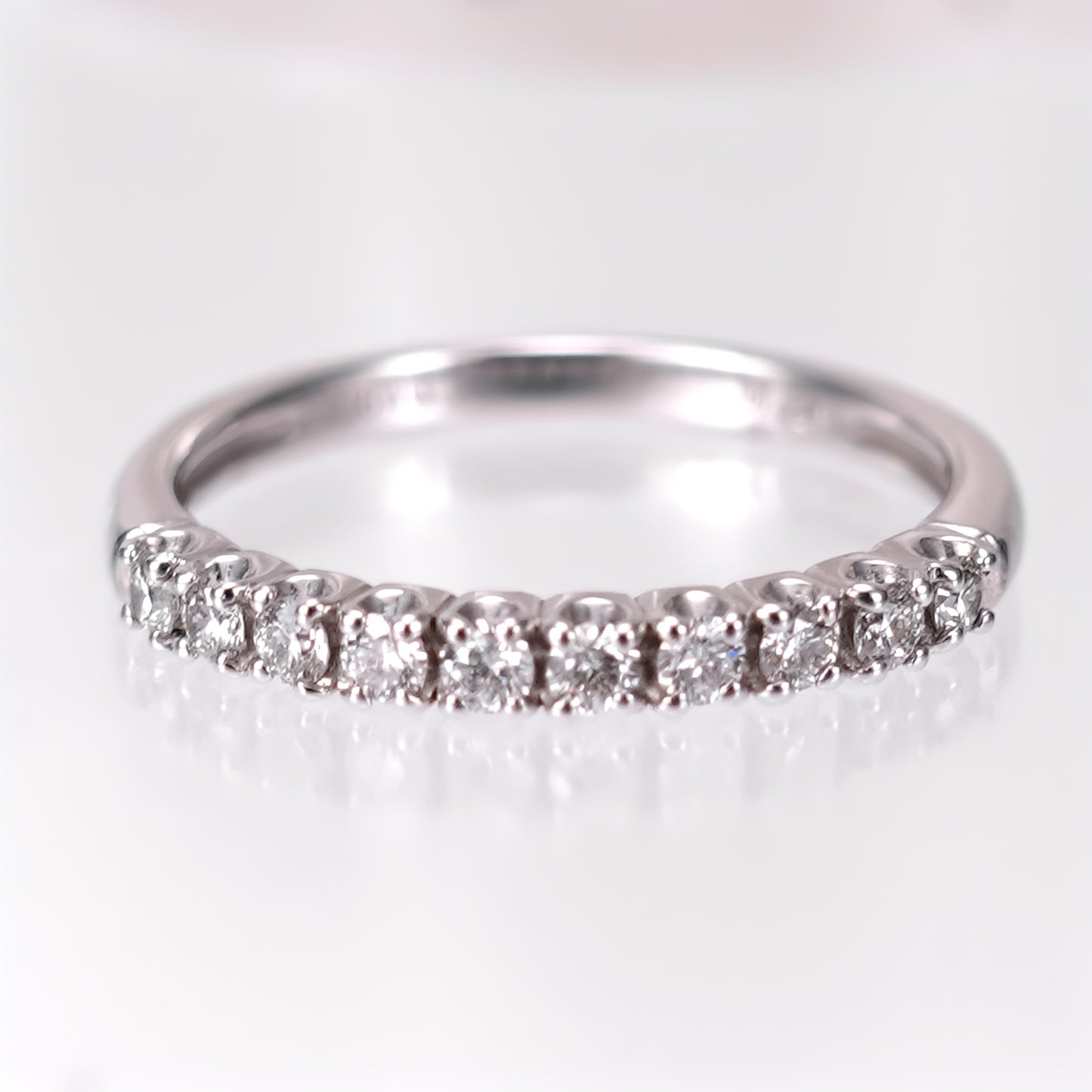 【特別価格】ダイヤモンドリング（H&Cダイヤ10個：0.20ct-K18WG）-RD020-HC10p