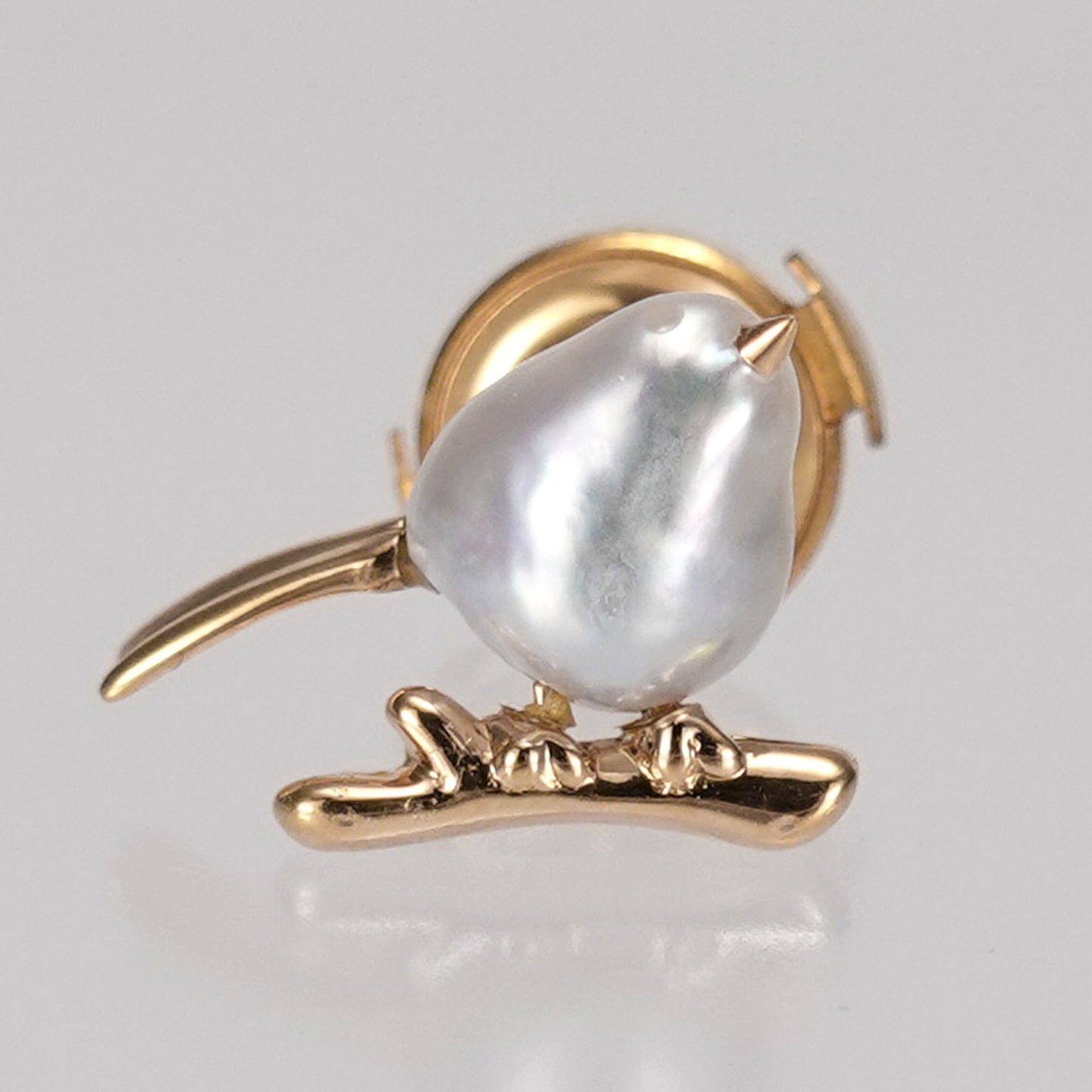 パールタイニーピン（ラペルピン）【シマエナガ・雪の妖精】照りの良いナチュラルカラーパールK18  PTN-SB29050