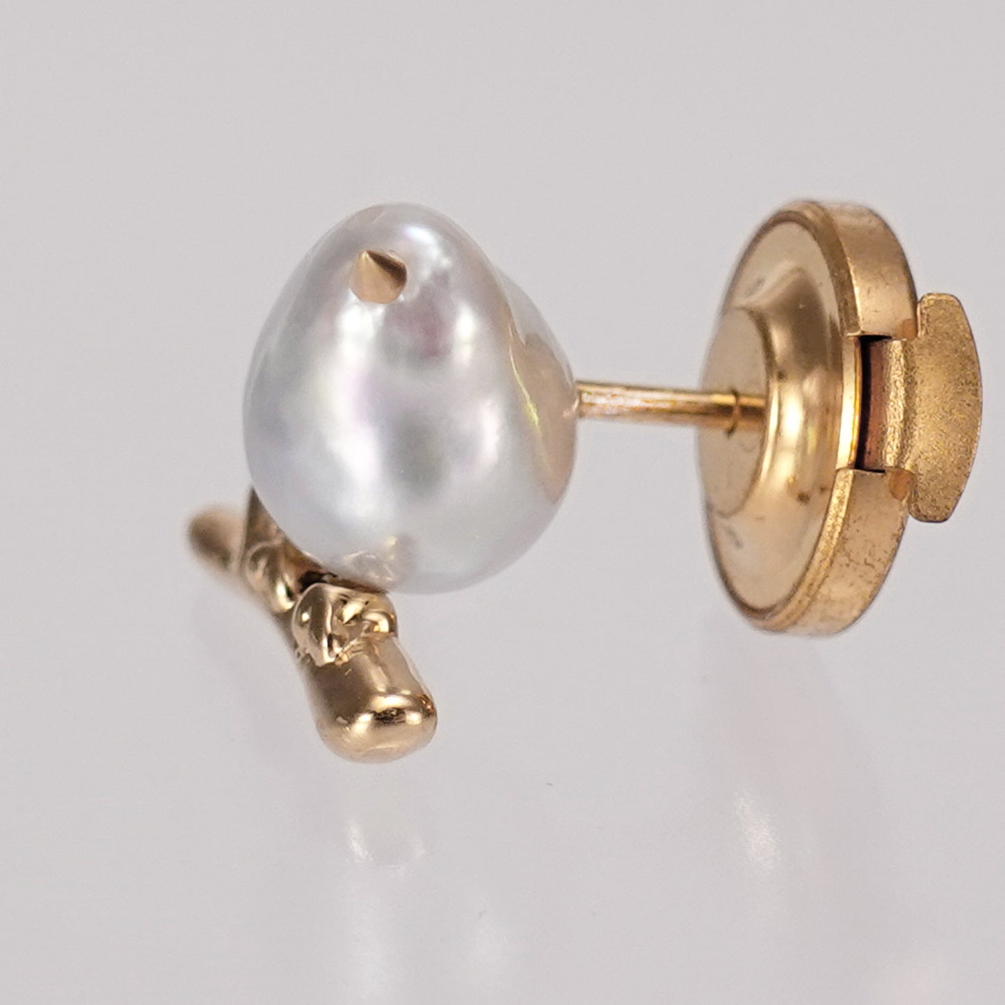 パールタイニーピン（ラペルピン）【シマエナガ・雪の妖精】照りの良いナチュラルカラーパールK18  PTN-SB29050